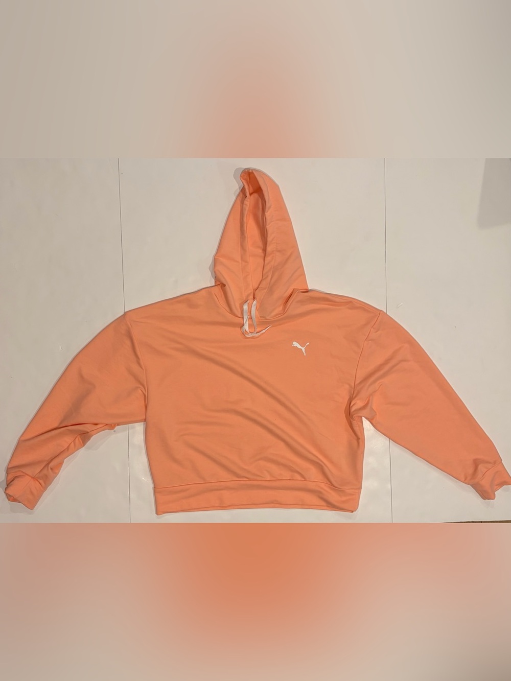 PUMA Women's Modern Sport Cropped Hoodie – Apricot Blush Peach – Size Medium